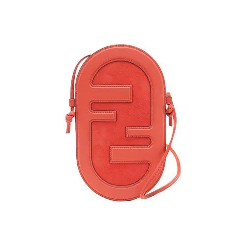 FENDI Кожаный пэчворк чехол для телефона сумка через плечо женский красный