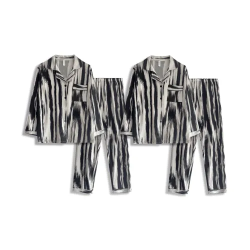 WANANNI Черный Белый Узор Унисекс Пижамные Комплекты