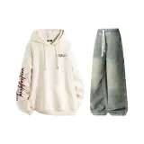 Комплект (абрикосовый топ+грязно-желтые брюки)