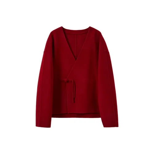 3COLOUR Вишнево-красный Женский Пальто