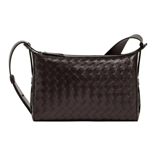 Bottega Veneta Intrecciato Коровья кожа Сумка через плечо Мужская Шоколадно-коричневая