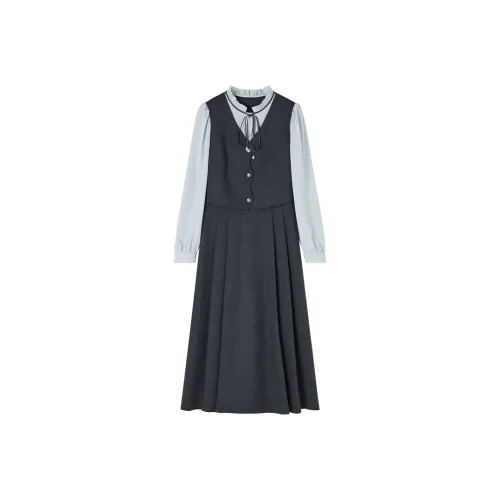 XIANGYING Длинное платье с длинными рукавами женское