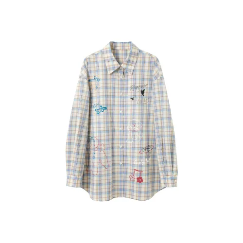 3COLOUR Небесно-синяя клетка Женские рубашки