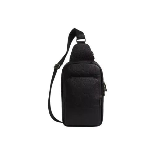 COACH ETHAN Pebble Leather Sling Bag Small Men's Black