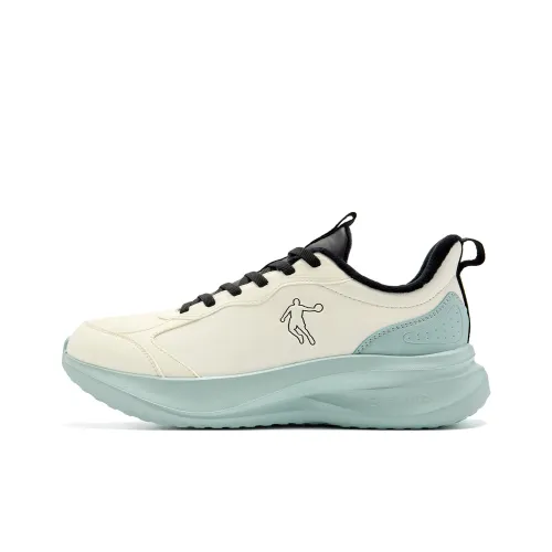 QIAODAN Амортизаторы Slip-resistant устойчивые к истиранию низкий топ повседневные беговые кроссовки мужской цвет слоновая кость цвет тенево-циан