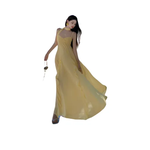 STYUW Желтый Женские Слип-платья