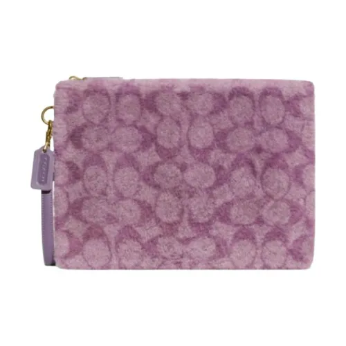 COACH Charter Shearling Clutch Large Women's Purple