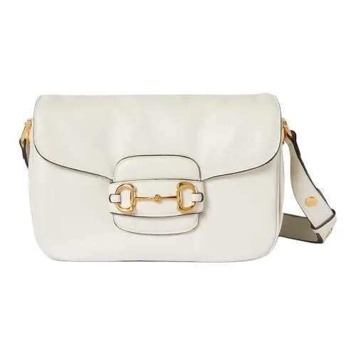 GUCCI Horsebit 1955 Кожаная сумка через плечо маленькая сумка на плечо женская белая