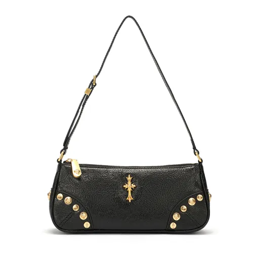 Ed Hardy Classic Series Коровья кожа Плечевая сумка Стандартная Женская Рыцарская черная