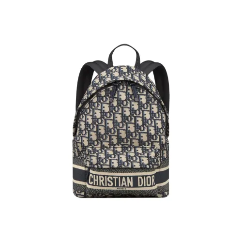 DIOR Путешествие Техническая ткань с коровьей кожей Рюкзак Маленький Унисекс Черный