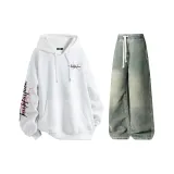 Комплект (белый топ+грязно-желтые брюки)