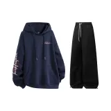 Комплект одежды (Темно-синий топ + черные штаны)