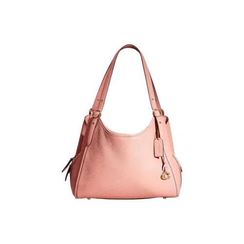 COACH Lori Мягкая кожа с галечным эффектом сумка через плечо женская конфетно-розовая