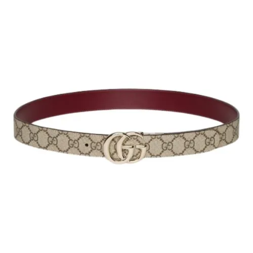 GUCCI Кожаные ремни Унисекс Бежевый Красный Ширина 3,1 см