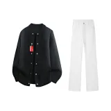 Чёрный топ + белые штаны