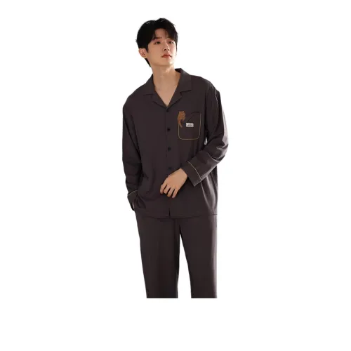 Cotton Gene Dark Gray Men's Pajama Sets Cotton Gene Темно-серый Мужской Пижамные Комплекты