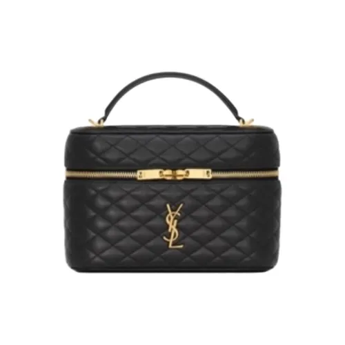 SAINT LAURENT Овчина Косметичка Большая Женская Черная