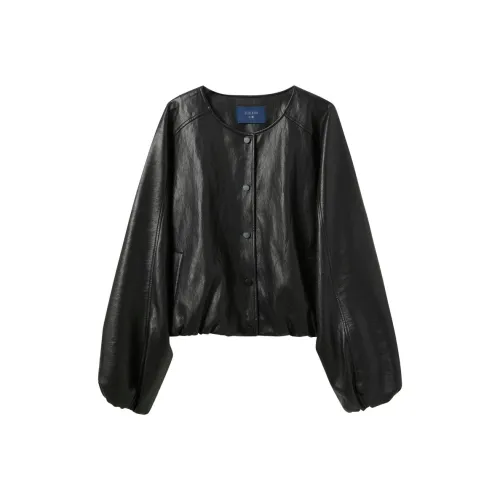 3COLOUR Классический черный Женские кожаные куртки