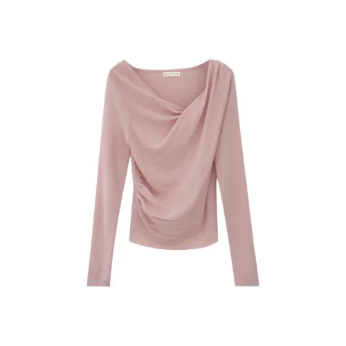 IUNOP Весенний Осенний Плиссированный Топ с Утяжкой на Талии Женский