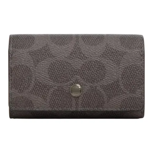 COACH Key Case Покрытый холст Key Pouch Мини Мужской Угольный серый