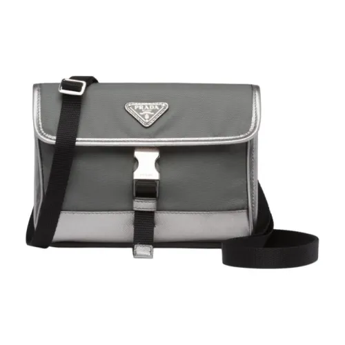 PRADA Saffiano Кожа Чехол для телефона Сумка на плечо Унисекс Серый
