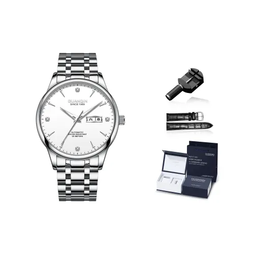 GUANQIN Kunlun Collection Автоматический Механический Механизм Нержавеющая Сталь Ремешок Часы Мужские Белый Циферблат