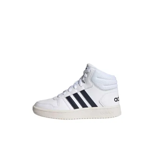 Adidas Neo Hoops 2,0 K Устойчивый к истиранию MID Топ Детские Скейтбординги Белый черный Детский