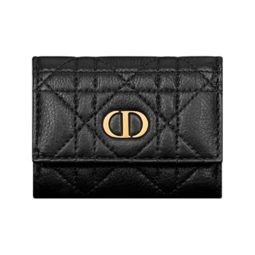 DIOR Caro Телячья кожа Кошелек Унисекс Черный