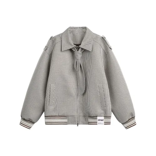 ERQD Кофе Гусиная лапка с галстуком унисекс куртки