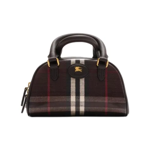 Burberry Миниатюрная Сумка-боулинг Highlands Круглые Кожаные Ручки Регулируемый Съемный Наплечный Ремень Двухзамковая Застежка-молния