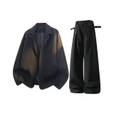 Чёрное пальто + чёрные штаны