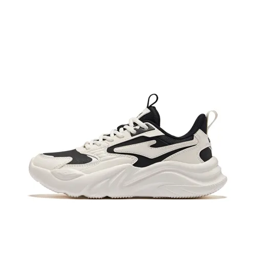 Erke Jie AO Амортизаторы Oтскок Низкий Топ Повседневная обувь Женская Микрокристаллический Белый Джет Черный