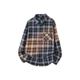 [Loose Fit] Синий кофе в клетку (Бамбук Тень Прохладный ветер Логотип на груди)