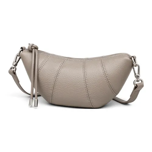 Crtnzo Kroez Коровья кожа Круассан Сумка Сумка через плечо Сумка на плечо Стандартная Женская Слоновая серый