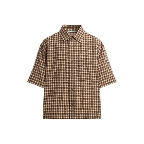 ZARA Телесный Коричневый Мужские Рубашки