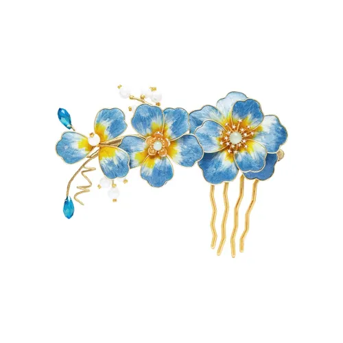 Listen to the flowers bloom Сплав Синий Цветущая слива Снег Отражение Шпилька для волос Женские