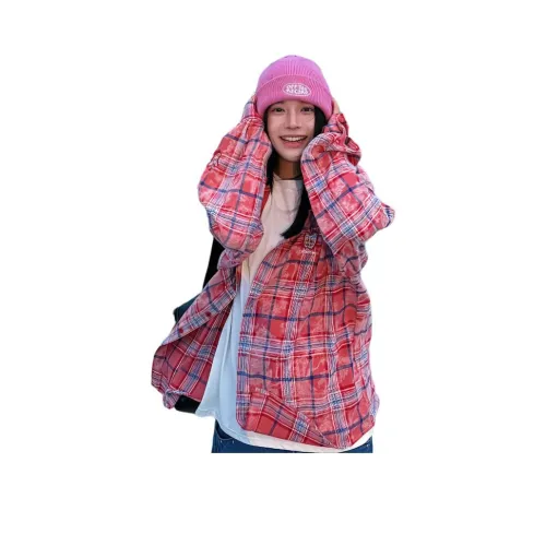 MEIPIN TANG Красная клетка Унисекс Рубашки