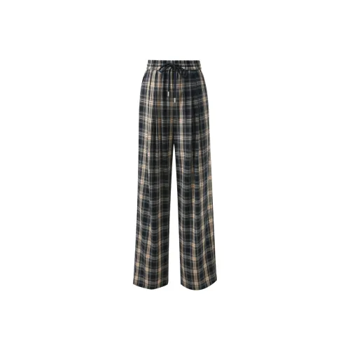 3COLOUR Темно-синие клетчатые женские повседневные брюки