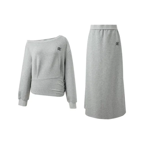 3COLOUR Одежда Комплекты Фотиния Серый Топ+Юбка Женские Юбочные Комплекты