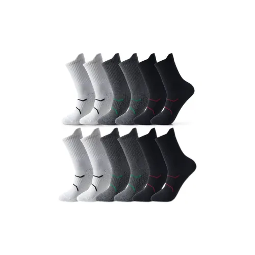 NAVIGARE [12 Пачка] 4 Белых + 4 Темно-Серых + 4 Черных Мужские Носки до икры MID