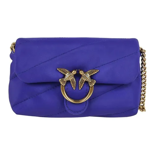 PINKO Love Series Телячья кожа Сумка через плечо Мини Женская Синяя