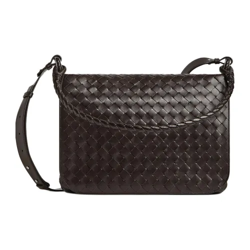 Bottega Veneta Intrecciato Коровья кожа Сумка через плечо Маленькая Мужская Шоколадно-коричневая