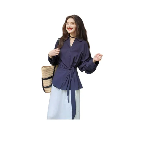 Wbwq Темно-синие женские рубашки