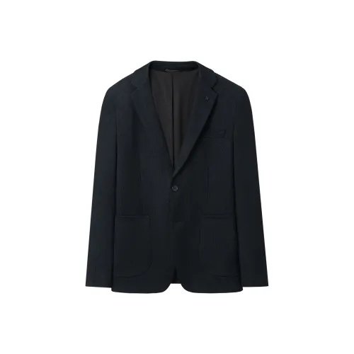 HLA Темно-синий Синий Узор A1 Мужской Деловые костюмы