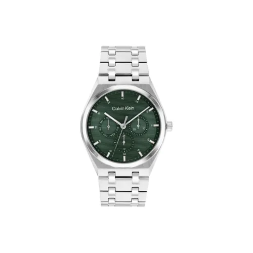 CALVIN KLEIN Мужские часы Кварцевый механизм Ремешок из нержавеющей стали 39 мм Зеленый циферблат