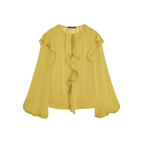 ZARA Women's Yellow Shirts ZARA Женские Желтые Рубашки