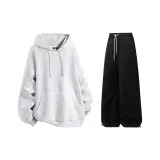 Комплект одежды (Серый топ Фотиния + Черные штаны)