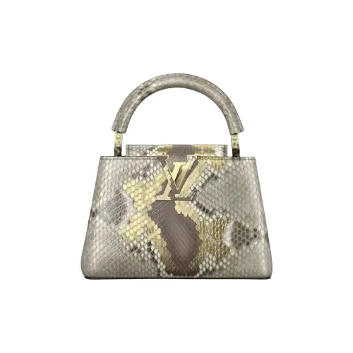LOUIS VUITTON Capucines Логотип Сумка Мини Женская Серый Золото