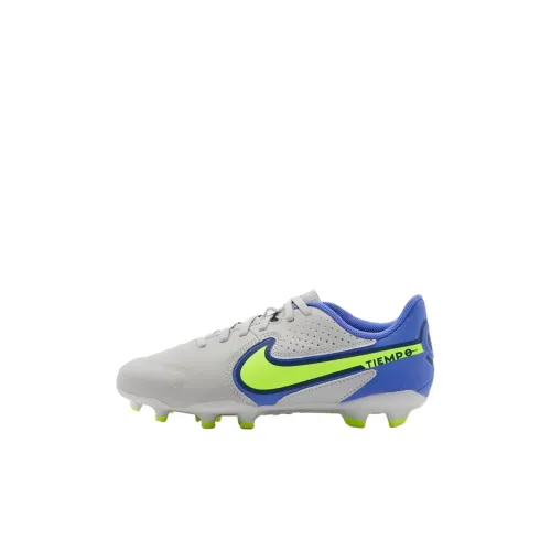 Nike Tiempo Legend 9 ACADEMY FG MG Амортизация Низкий Топ Детские Футбольные Бутсы Серый Синий Детский