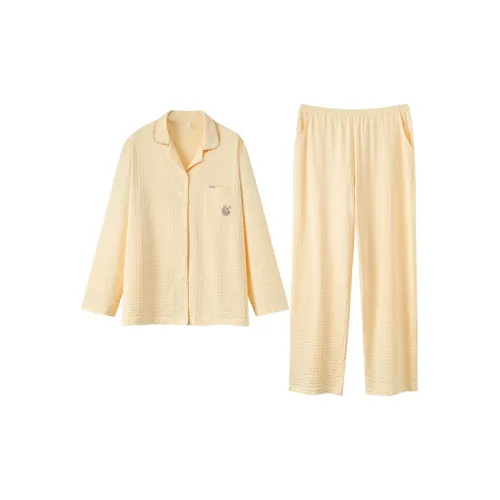 QINJING Светло-желтый женский пижамный комплект